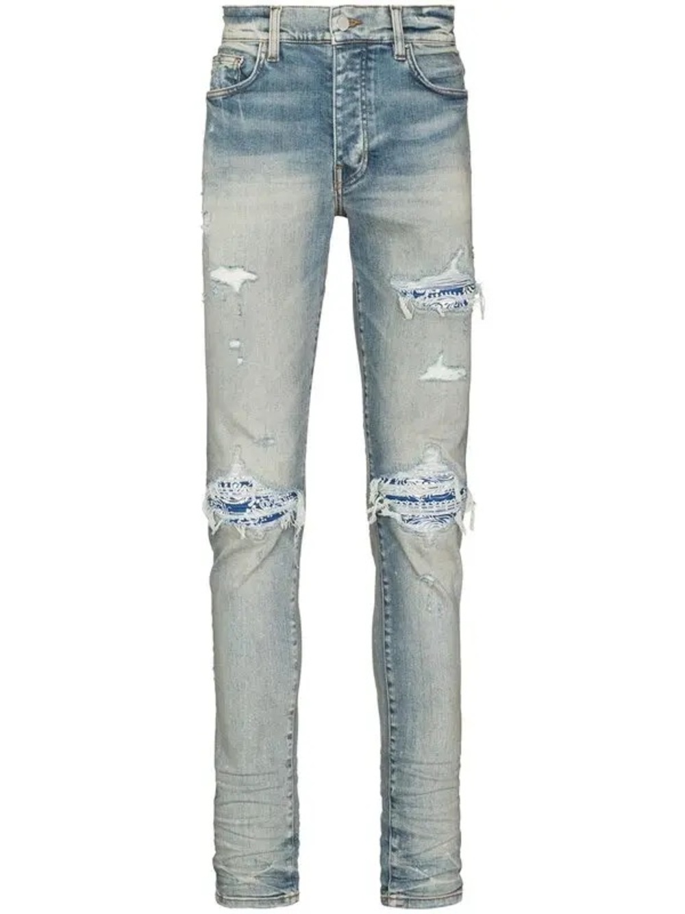AMIRI MX1 Bandana Ripped Jeans, blue sz 36